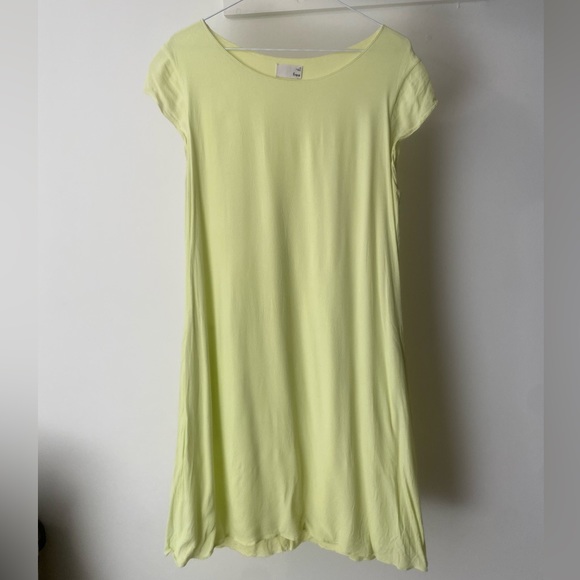 ARITZIA Wilfred Free Neon Yellow Short Cap Sleeve Shift Dress Sz M - Picture 10 of 14